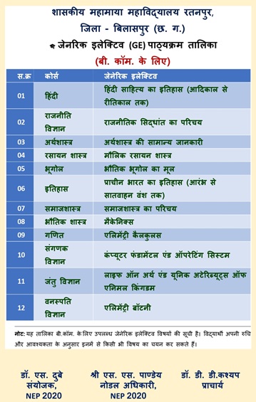 🎓 जेनरिक इलेक्टिव (GE) पाठ्यक्रम 